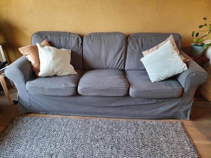 3-zit zetel Ektorp grijs, Huis en Inrichting, Fauteuils, Gebruikt, 125 cm of meer, 100 tot 125 cm, Ophalen
