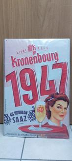 Rare enseigne publicitaire Kronenbourg (60 x 40 cm), Collections, Marques de bière, Enlèvement ou Envoi, Neuf, Panneau, Plaque ou Plaquette publicitaire