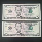 2 x 5 dollars USA UNC 2021 jaar set, Postzegels en Munten, Bankbiljetten | Amerika, Ophalen of Verzenden, Noord-Amerika, Setje