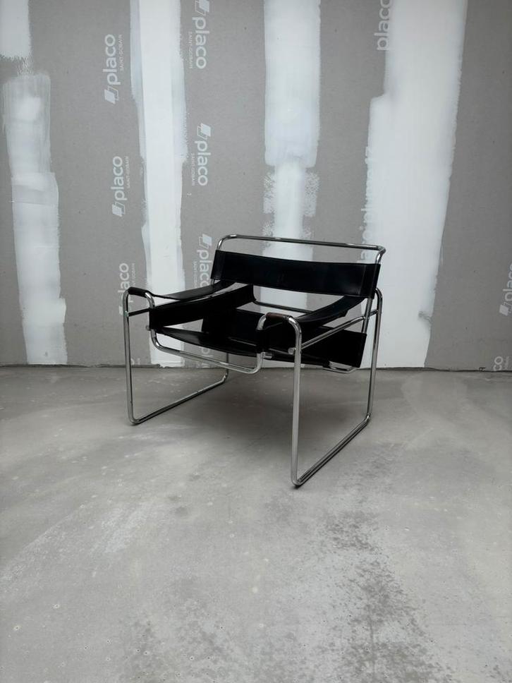 Breuer B3 vintage fauteuil, Huis en Inrichting, Fauteuils, Gebruikt, Leer, Metaal, Ophalen