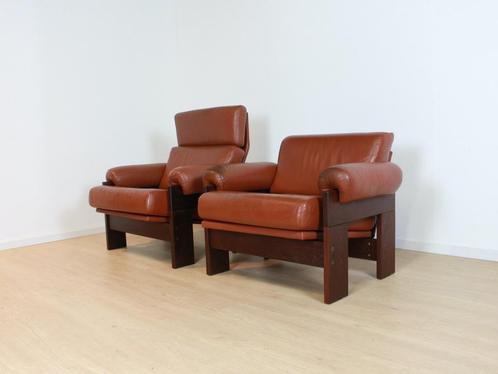 set fauteuils M. Visser Spectrum SZ73, SZ74, Huis en Inrichting, Zetels | Zetels en Chaises Longues, Hout, Leer, Ophalen