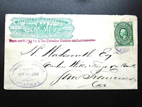 Mexico : Wells, Fargo Y Cia Express uit 1886 omslag, Postzegels en Munten, Postzegels | Amerika, Midden-Amerika, Ophalen of Verzenden