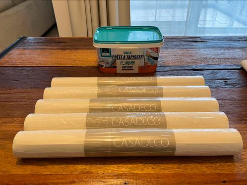 5 verpakte rollen behangpapier + behanglijm, Huis en Inrichting, Stoffering | Behang, Beige, 25 tot 50 m², Ophalen
