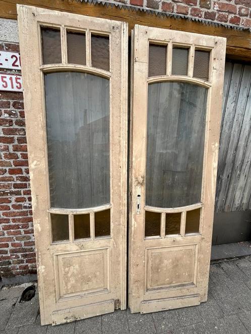 19e eeuwse dubbele binneneur, Doe-het-zelf en Bouw, Deuren en Vliegenramen, Gebruikt, Binnendeur, 215 cm of meer, 120 cm of meer