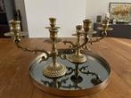 Set van 2 vintage messing kandelaren – 3-armig – klassiek ko, Antiek en Kunst, Ophalen of Verzenden, Koper