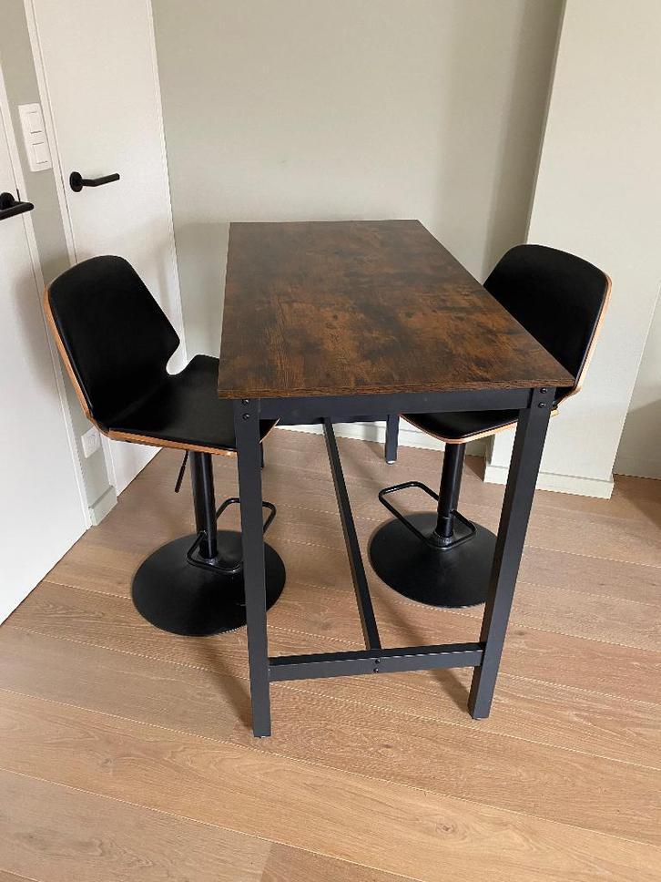 Bijzettafel/ eettafel met 2 verstelbare barkrukken, Maison & Meubles, Tables | Tables d'appoint, Comme neuf, Rectangulaire, 60 cm ou plus