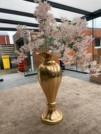 Grote gouden bloempot, vaas met bloemen, Tuin en Terras, Bloempotten, Ophalen, Zo goed als nieuw