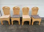 4 rieten stoelen met kussens, Vier, Gebruikt, Ophalen of Verzenden, Bruin