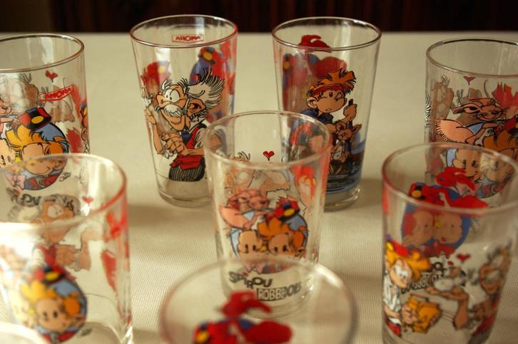 Série de 10 verres BD Amora lot A Spirou et Fantasio, Verzamelen, Glas en Drinkglazen, Zo goed als nieuw, Overige typen, Ophalen of Verzenden