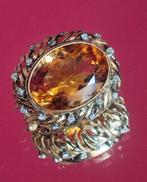 Antieke broche-pin met citrien en diamanten, Ophalen of Verzenden, Zo goed als nieuw, Met edelsteen, Goud