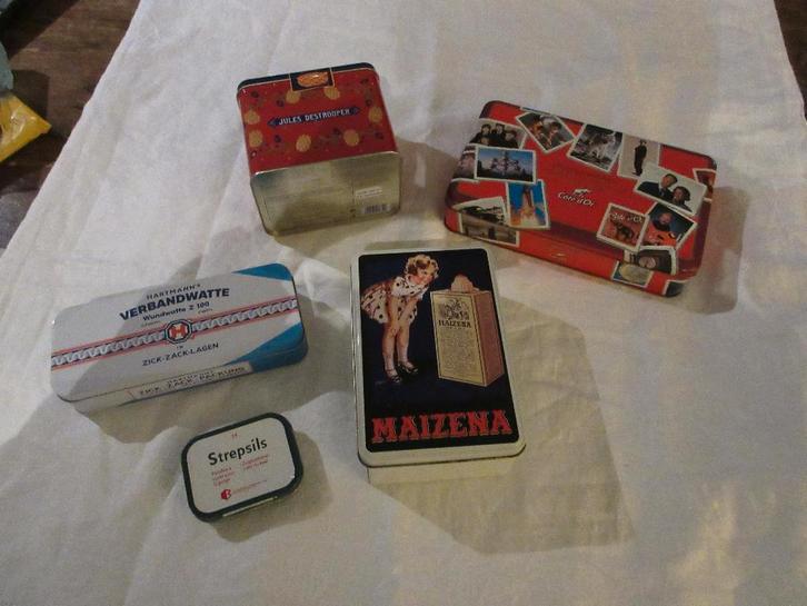 Oude blikken dozen Cote d'Or Maizena Hartmann's Destrooper, Verzamelen, Blikken, Ophalen
