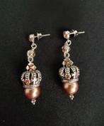 Dolce Luna Oorbellen – Champagne Parel & Swarovski, Handtassen en Accessoires, Hangers, Beige, Nieuw, Zilver