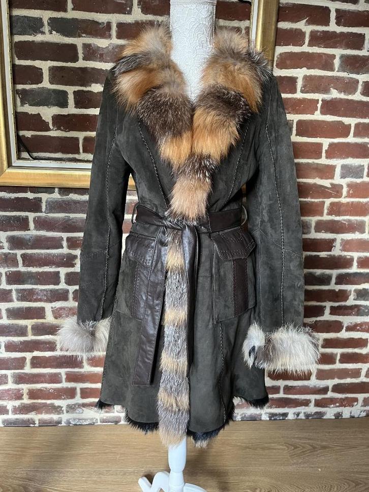 Trenchcoat van suède van vossenbont (T.M), Kleding | Dames, Jassen | Winter, Zo goed als nieuw, Ophalen of Verzenden
