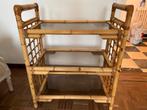 Desserte/chariot de bar bambou et verre, Enlèvement, Utilisé