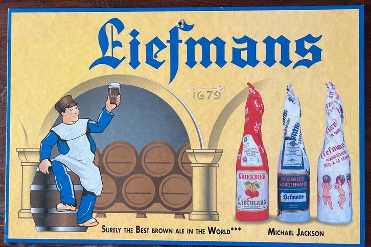 Liefmans Bier, Verzamelen, Biermerken, Gebruikt, Reclamebord, Plaat of Schild, Overige merken, Ophalen of Verzenden
