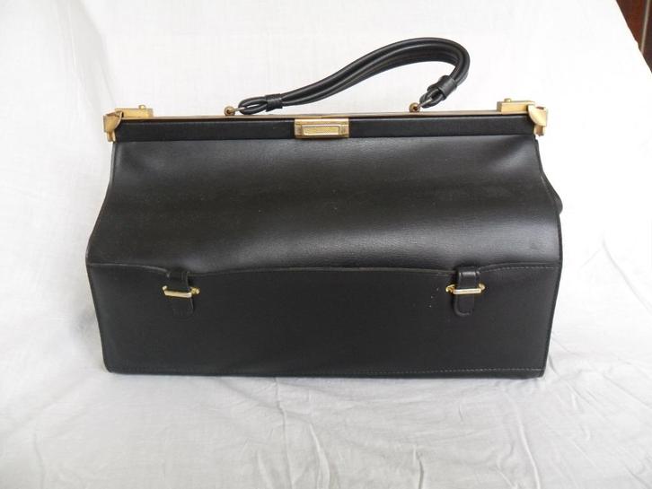 Vintage handtas jaren 50, Handtassen en Accessoires, Tassen | Damestassen, Gebruikt, Handtas, Zwart, Ophalen of Verzenden