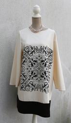 Mooie zwarte en crèmekleurige jurk van Zara TXL, Kleding | Dames, Overige kleuren, Maat 42/44 (L), Ophalen of Verzenden, Zo goed als nieuw