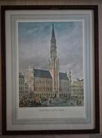 Gravure van het Stadhuis van Brussel, Antiek en Kunst, Kunst | Etsen en Gravures, Ophalen of Verzenden