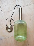 Luster groen glas en messing, Ophalen, Gebruikt, Glas