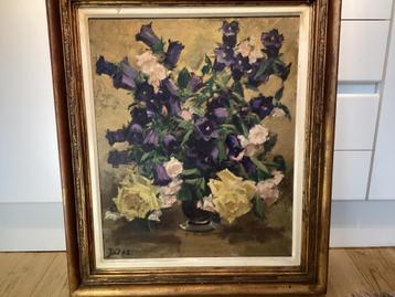 Schilderij  Bloemenvaas , getekend J. Ost. 112/Fa. beschikbaar voor biedingen