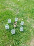 Kroonluchter met 6 bollen, Huis en Inrichting, Lampen | Kroonluchters, Ophalen, Gebruikt, Glas