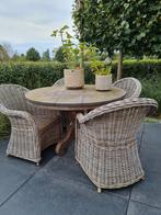 Tuintafel en stoelen van rotanhout, Tuin en Terras, Ophalen of Verzenden, Zo goed als nieuw, Hout