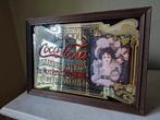 Vintage coca cola spiegel in houten lijst reclame, Antiek en Kunst, Ophalen of Verzenden