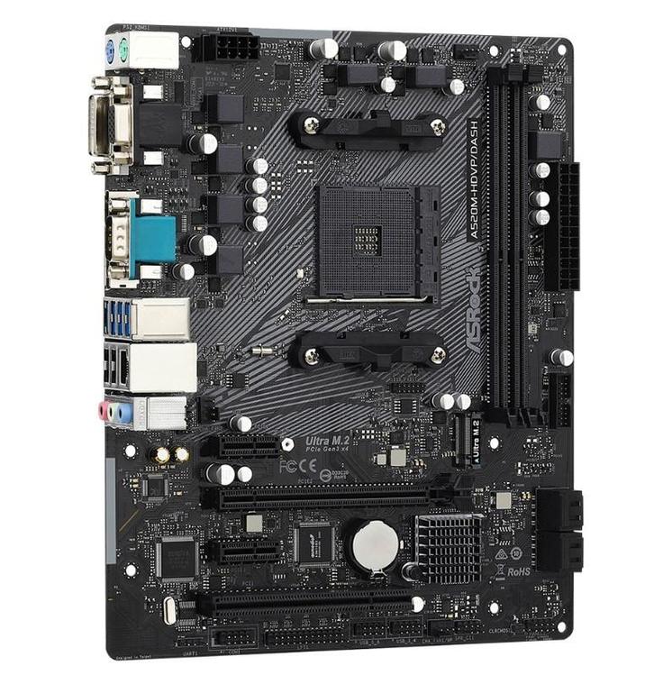 ASRock A520M-HDVP/DASH Micro-ATX AMD AM4, Computers en Software, Moederborden, Zo goed als nieuw, AMD, DDR4, Ophalen of Verzenden