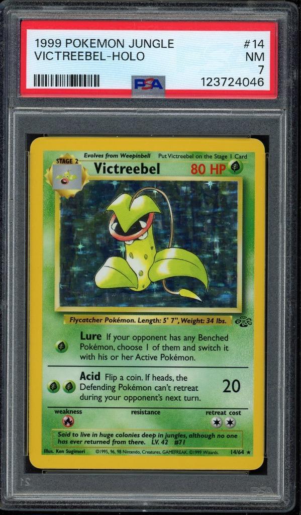 Victreebel Holo PSA 7 - 14/64 - Jungle 1999, Hobby en Vrije tijd, Verzamelkaartspellen | Pokémon, Zo goed als nieuw, Losse kaart