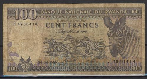 RWANDA BANQUE NATIONALE 100 FRANCS 1989, Postzegels en Munten, Bankbiljetten | Afrika, Verzenden