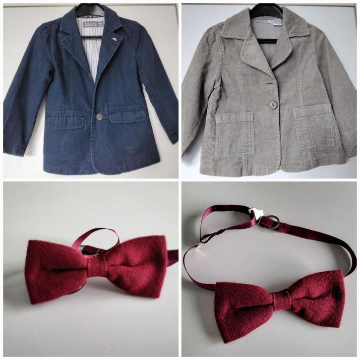 2 vestes/blazers chic enfants/ T. 3 ans /Nœud papillon rouge, Enfants & Bébés, Vêtements enfant | Taille 98, Comme neuf, Garçon