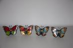 houten serviet ringen kleurrijke vlinders * set van 4, Huis en Inrichting, Keuken | Servies, Gebruikt, Ophalen of Verzenden