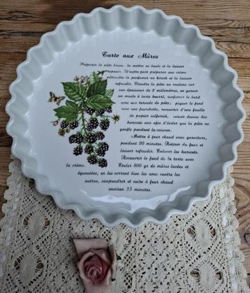 Vintage Franse ovenschaal, bramentaart, tarte aux mures beschikbaar voor biedingen