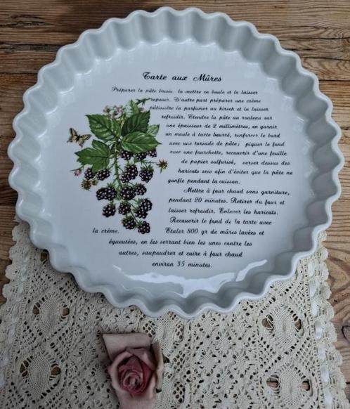 Vintage Franse ovenschaal, bramentaart, tarte aux mures, Antiek en Kunst, Curiosa en Brocante, Ophalen of Verzenden