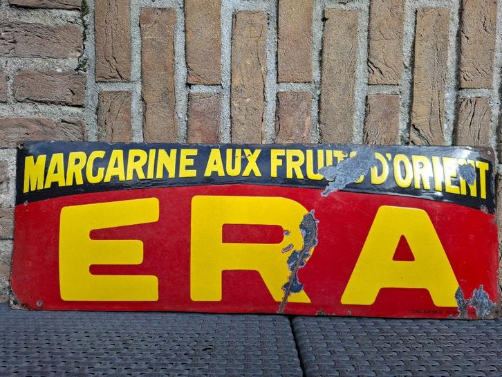 Oud emaillebord Era Margarine (Emaillerie Belge), Verzamelen, Merken en Reclamevoorwerpen, Nieuw, Reclamebord, Ophalen of Verzenden