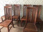 6 leuke houten teak stoelen eetkamerstoelen, Huis en Inrichting, Ophalen