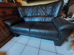 Mooie donkerbruine lederen tweezit. 0486 215927, Huis en Inrichting, Zetels | Zetels, Ophalen, Zo goed als nieuw