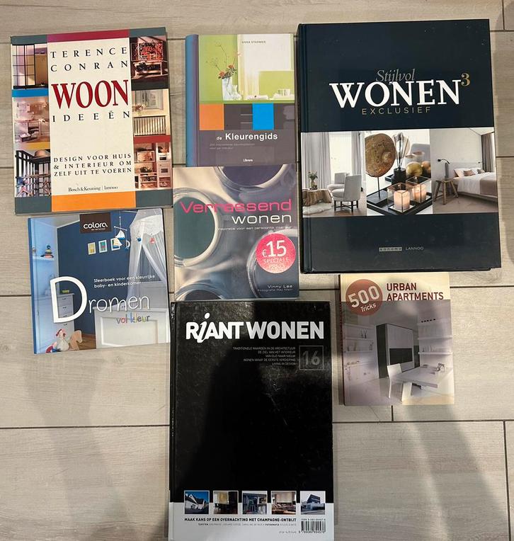 Lot van 7 mooie boeken over architectuur en interieur, Boeken, Wonen en Tuinieren, Gelezen, Ophalen