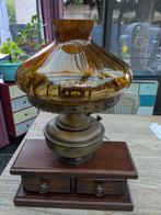 Tafellamp petroleumlamp, Gebruikt, Glas, Minder dan 50 cm, Antiek