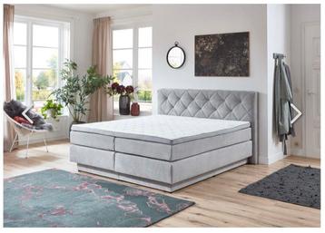 Boxspring 180x200cm met opbergruimte stof lichtgrijs beschikbaar voor biedingen