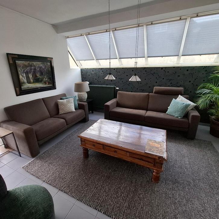 Tweezit en driezit kwaliteitssalon, Huis en Inrichting, Zetels | Zetels, Gebruikt, Rechte bank, Driepersoons, 200 tot 250 cm, 75 tot 100 cm