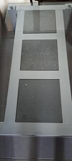 Design salontafel met glas en natuurstenen, Ophalen, Zo goed als nieuw, Glas