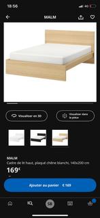 Cadre lit haut MALM Ikea 140x200, Enlèvement, Comme neuf
