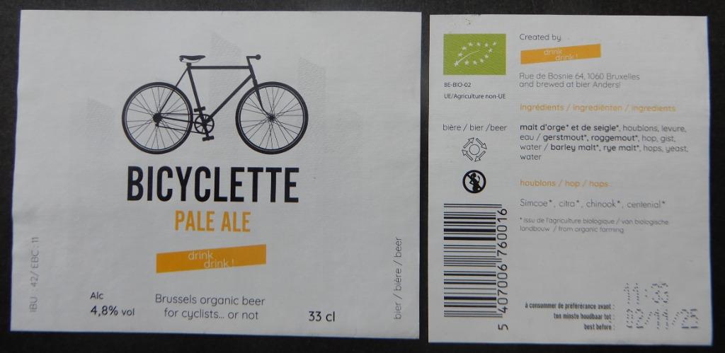 Étiquette de bière Bicyclette Pale Ale Brass. Anders! (9v1), Envoi, Utilisé