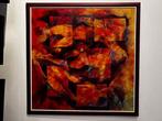 Tableau abstrait – grand format – couleurs chaudes, Ophalen, Zo goed als nieuw