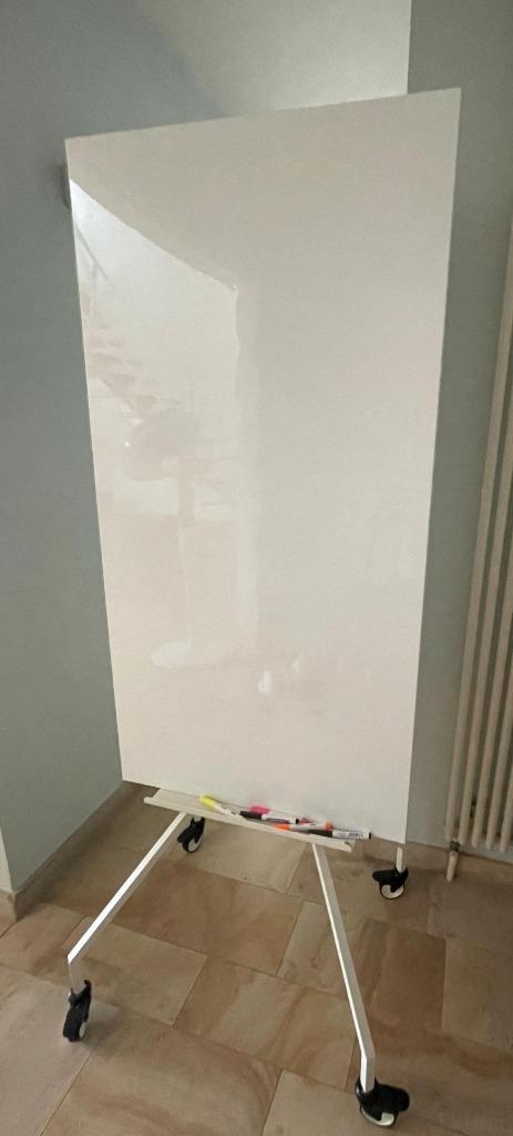 Whiteboard/prikbord met wielen, wit, 70x180 cm, Huis en Inrichting, Woonaccessoires | Memoborden, Gebruikt, Magneetbord, Ophalen