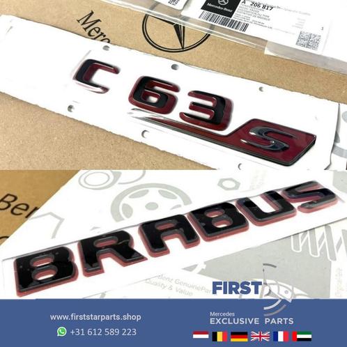 W206 W205 C63s BRABUS ROCKET LETTERS ZWART / ROOD LOGO ACHTE, Auto-onderdelen, Carrosserie, Mercedes-Benz, Achter, Gebruikt, Ophalen of Verzenden