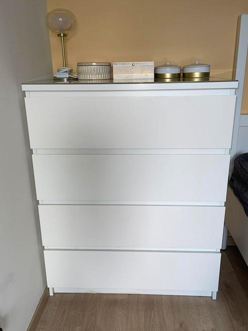 Ladekast MALM met beschermglas, Huis en Inrichting, Kasten | Ladekasten, Gebruikt, Ophalen