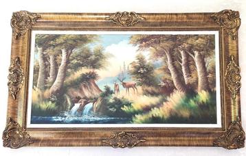 schilderij idyllisch landschap hert waterval ca. 1960  beschikbaar voor biedingen