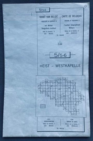 HEYST - WESTKAPELLE - IGM-kaart 1/25.000 beschikbaar voor biedingen
